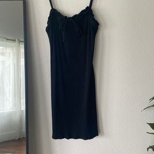 Black Ribbed Mini Dress